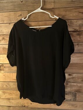 Maurices Black Dolman Short Sleeve Blouse